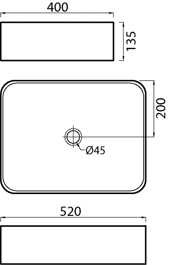 Design Aufsatzwaschtisch KM 310, dünnwandig
