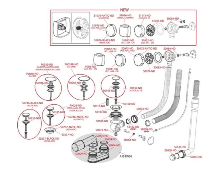 Badewannen-Siphon PROCESSO Chrom DN50